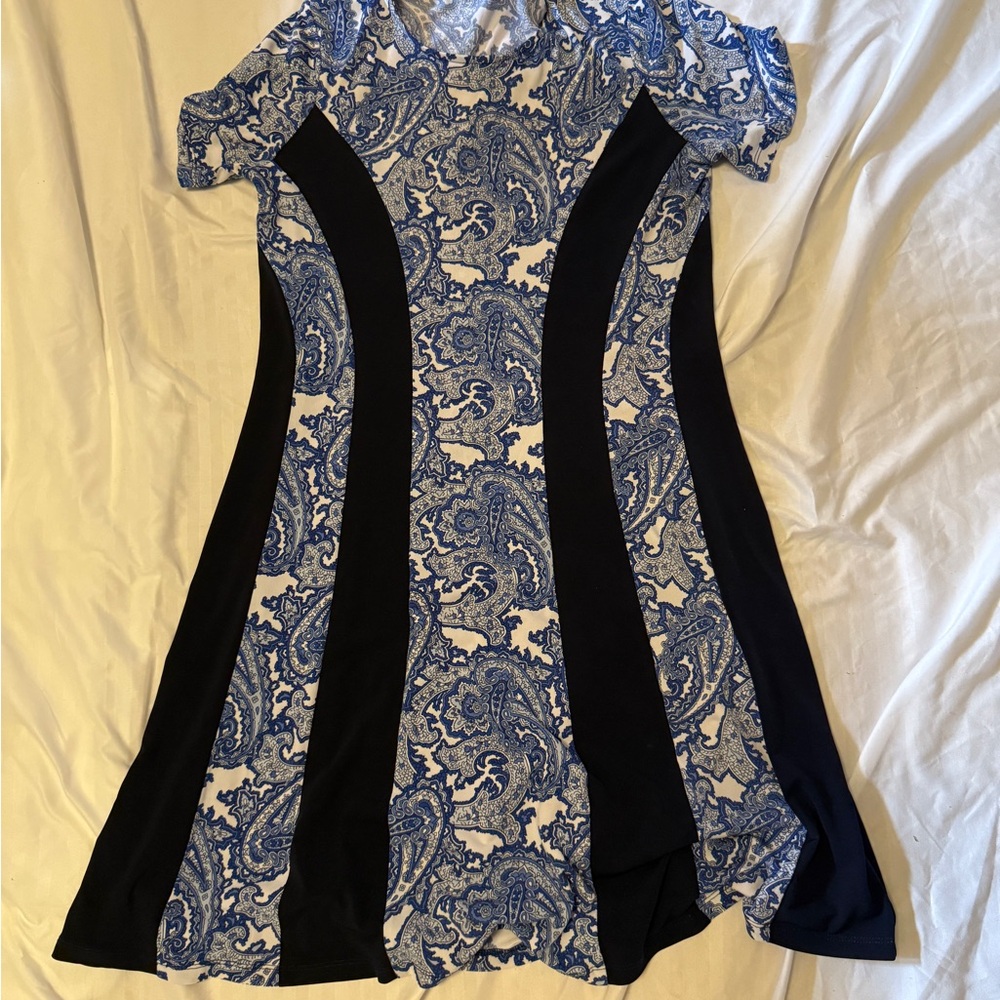 Michael Kors Blue and Black Paisley Midi Dress